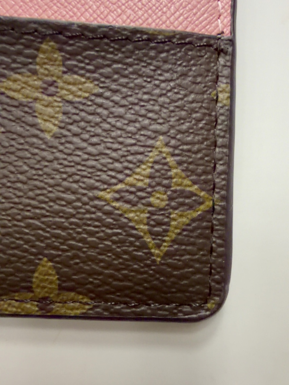 Louis Vuitton Brown Monogram & Pink Card Holder with Gold Charm - Picture 5 of 6